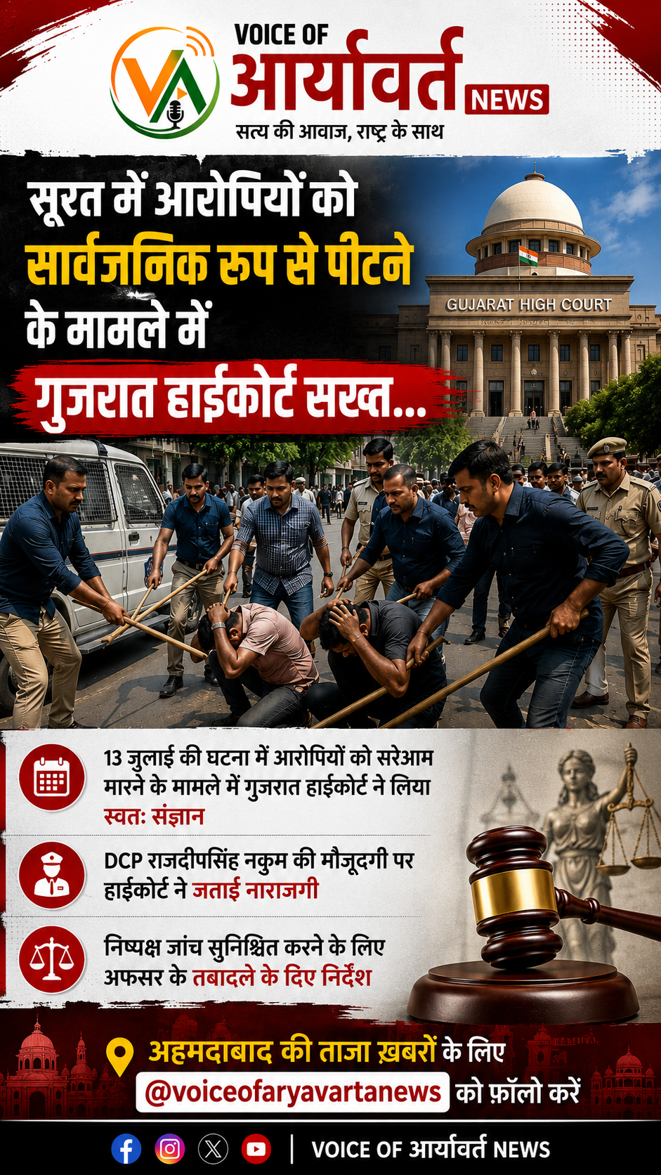 सूरत में आरोपियों को सार्वजनिक रूप से पीटने पर गुजरात हाईकोर्ट सख्त…